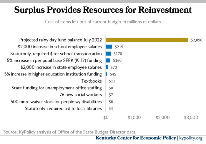 Cost of Needs That Surplus Could Help Meet1