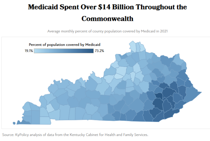 County Map Kentuckians Covered by Medicaid